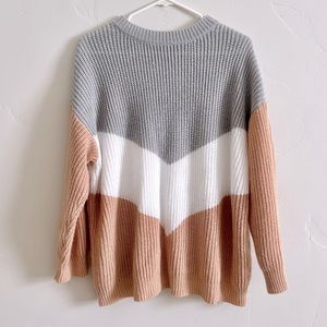 Like-New Colorblock Chevron Sweater